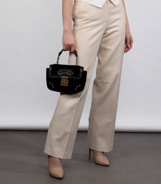 Black Monogram Velours Velvet & Shiny Alligator Leather Vintage Irvine