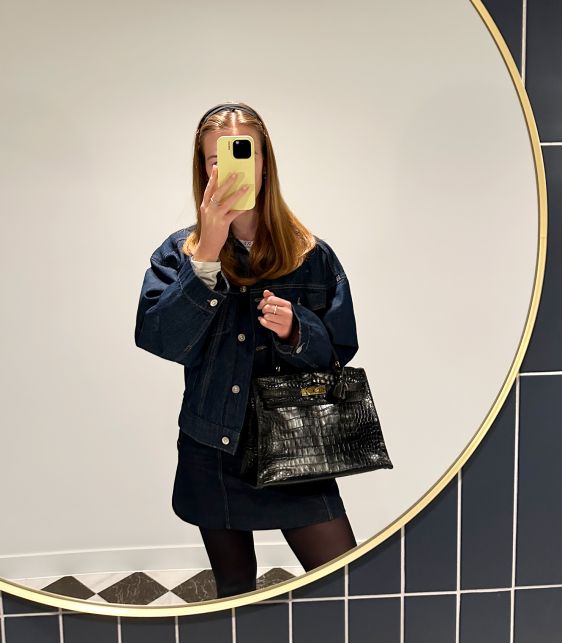 Black Shiny Porosus Crocodile Leather Vintage Kelly 32cm Sellier