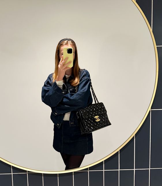 Black Quilted Patent Leather Vintage Jumbo XL Classic Single Flap Bag