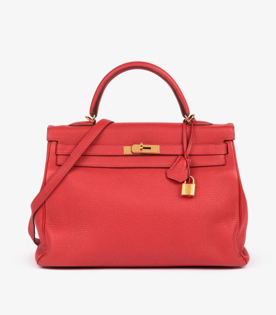 Geranium Togo Leather Kelly 35cm Retourne