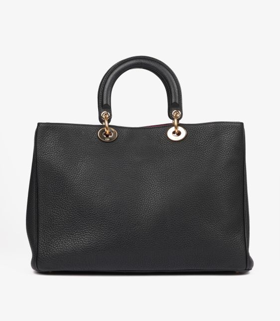 Black Grained Calfskin Leather & Rose Indien Large Diorissimo