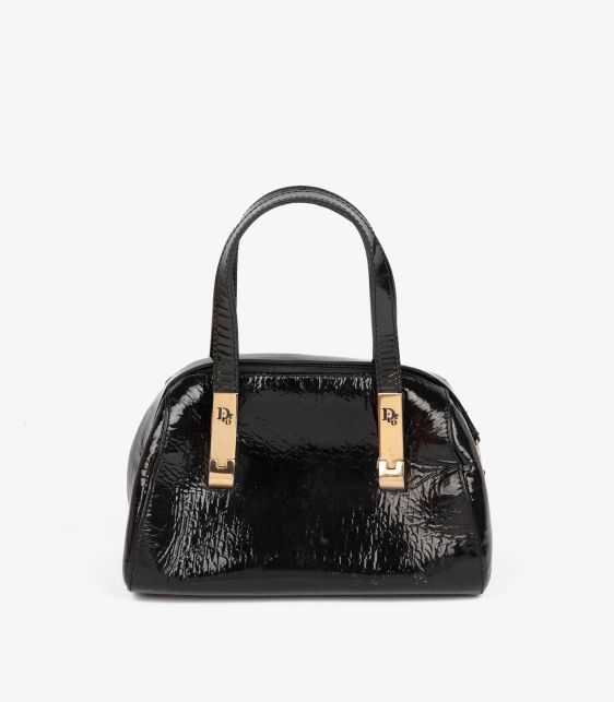 Black Micro Monogram Patent Leather Vintage Mini Bowling Bag