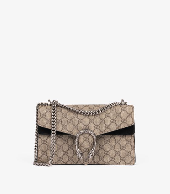 Beige GG Supreme Canvas & Black Suede Medium Dionysus