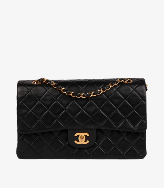 Black Quilted Lambskin Leather Medium Classic Double Flap Bag