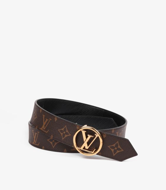 Brown Monogram Coated Canvas & Black Epi Leather LV Initiales 35mm Reversible Belt
