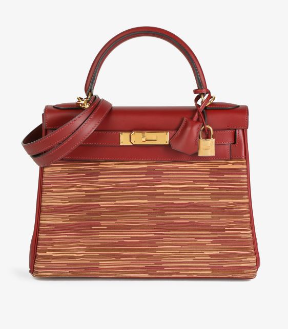 Hermès Rouge H Box Calf Leather Vibrato Kelly 28cm Retourne