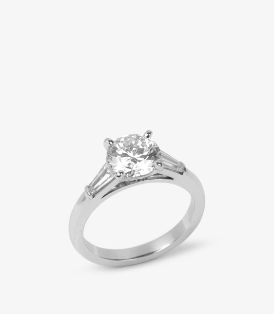 A Pre-Loved De Beers 1.96ct Diamond Solitaire Tapered Baguette Ring from Xupes