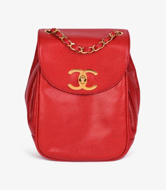 Red Caviar Leather Vintage XL Classic Single Flap Bag