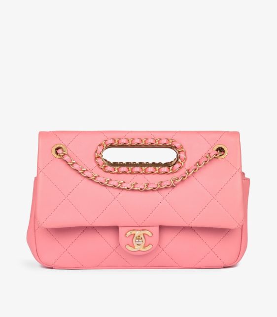 A Pre-Loved Chanel Pink Quilted Lambskin A Real Catch Classic Flap Bag from Xupes