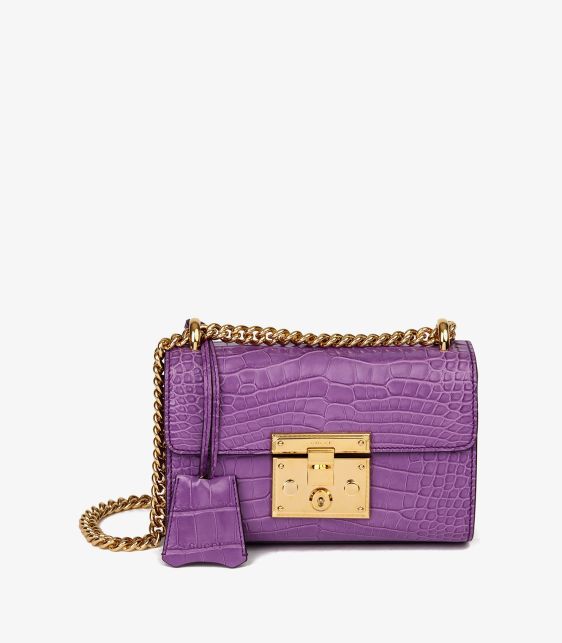 Gucci Violet Cyclamen Matte Alligator Leather Small Padlock Shoulder Bag
