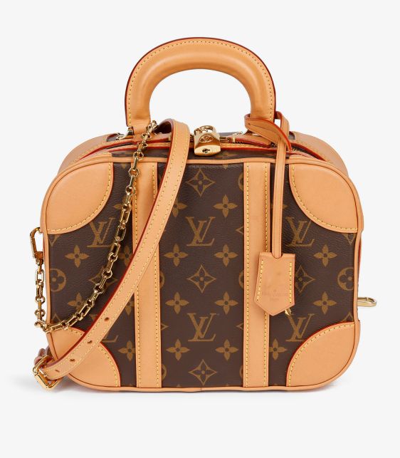Brown Monogram Coated Canvas & Vachetta Leather Valisette PM