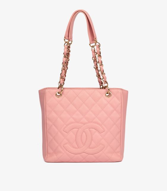 Pink Quilted Caviar Leather Vintage Petite Shopping Tote PST
