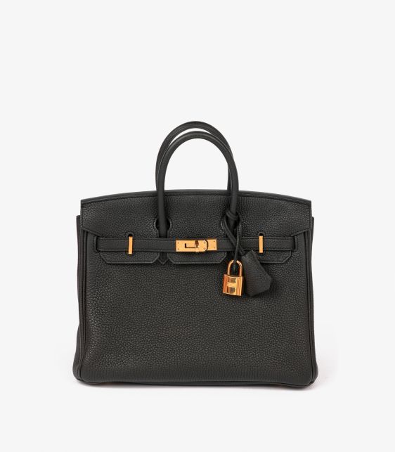 Black Togo Leather Birkin 25cm Retourne