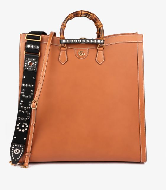 Brown Calfskin Leather Maxi Diana