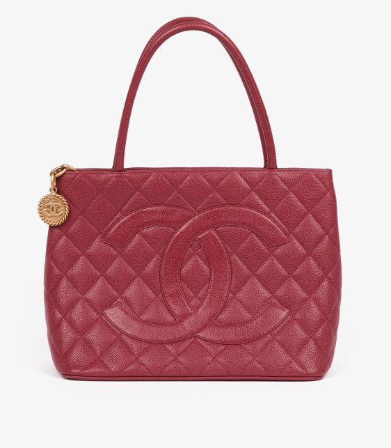 Framboise Quilted Caviar Leather Vintage Medallion Tote