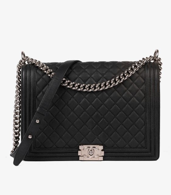 Chanel Black Quilted Caviar Leather Large Le Boy Bag