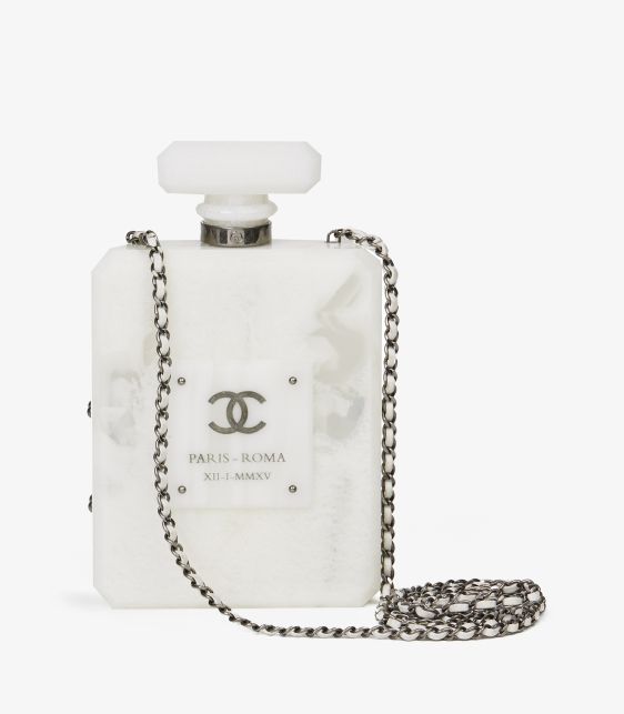 White Marble Plexiglass Paris-Rome Perfume Bottle Bag