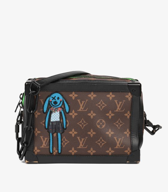 x Virgil Abloh Brown Monogram Coated Canvas & Black Calfskin Leather Zoooom with Friends Soft Trunk