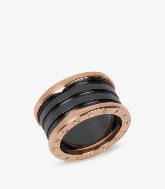 18ct Rose Gold & Black Ceramic B.zero1 Ring