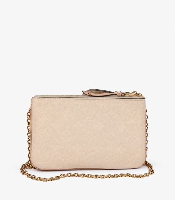 Louis Vuitton Beige & Rose Creme Empreinte Double Zip Pochette