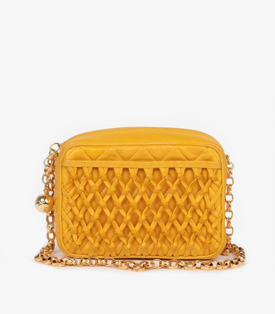 Yellow Quilted Lambskin Vintage Mini Camera Bag