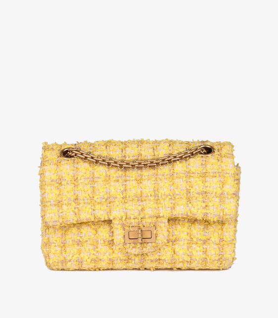 Canary Yellow Tweed Fabric 224 2.55 Reissue Double Flap Bag