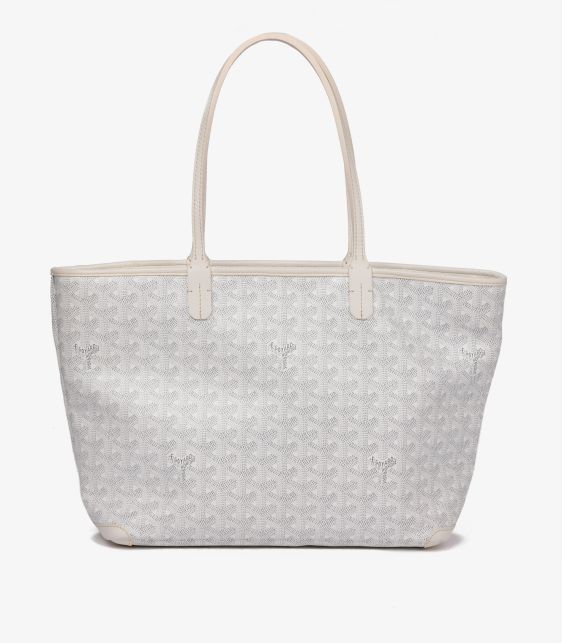Goyard White Chevron Coated Canvas & Calfskin Leather Artois PM