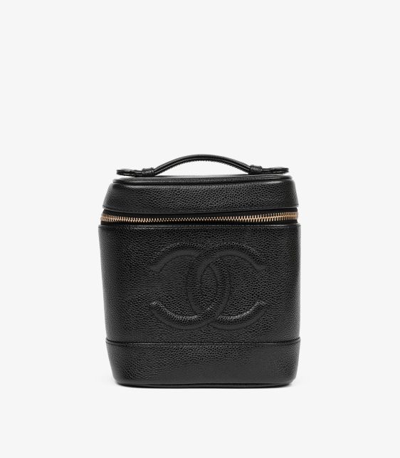 Black Caviar Leather Vintage Timeless Vanity Case