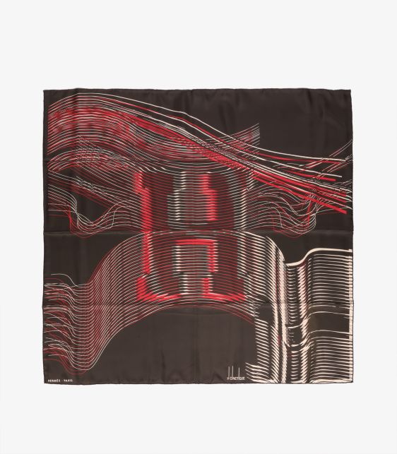 Brown, Orange & Cream Large H Cinetique Silk Scarf 90