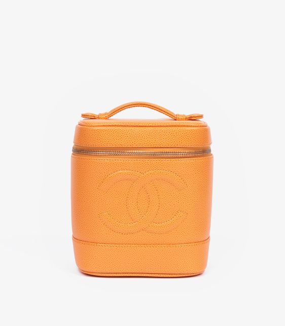Orange Caviar Leather Vintage Timeless Vanity Case