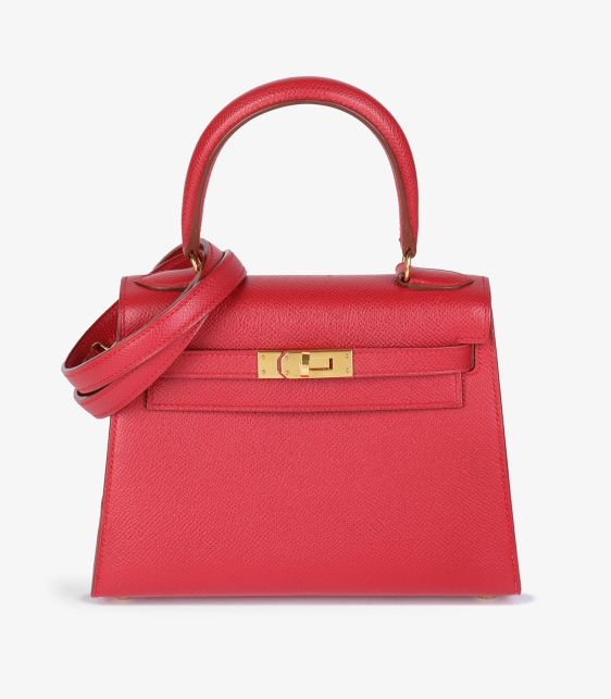 Rouge Vif Courchevel Leather Kelly 20cm Sellier