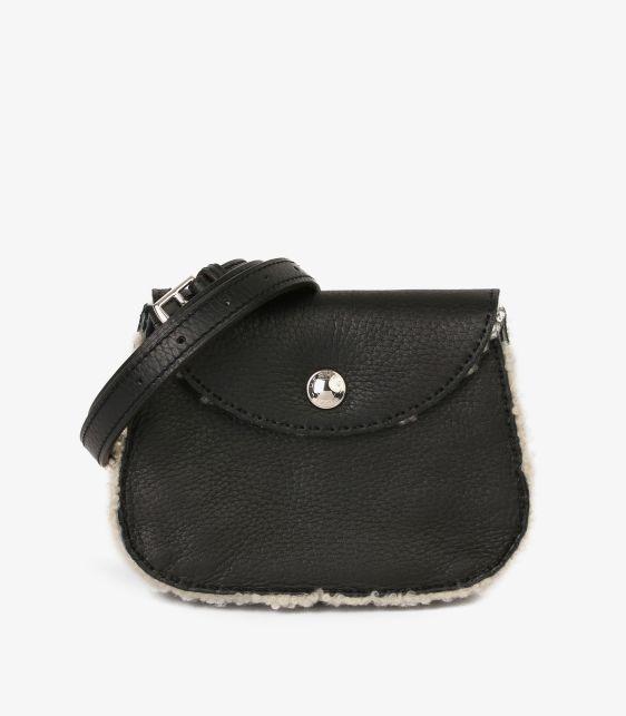 Black Shearling Belt Pouch
