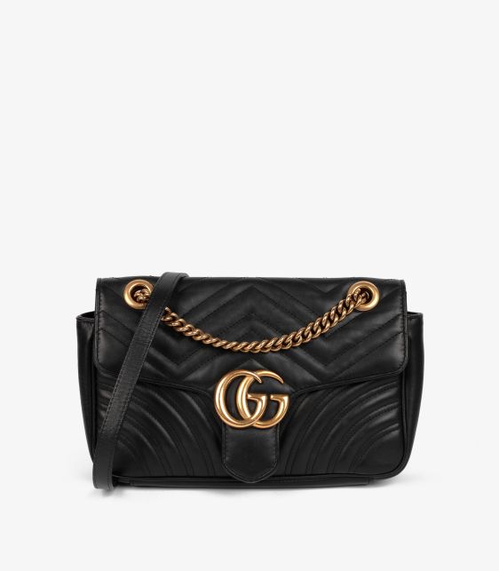 Black Quilted Calfskin Leather Medium GG Marmont