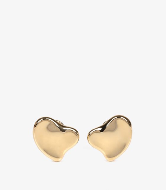 18ct Yellow Gold 25mm Full Heart Clip Earrings