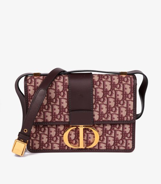 Burgundy Oblique Jacquard & Calfskin Leather 30 Montaigne Bag