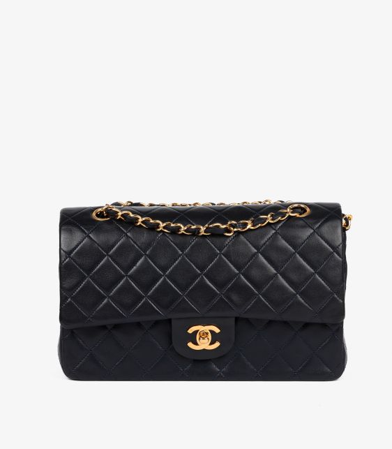 Navy Quilted Lambskin Vintage Medium Classic Double Flap Bag