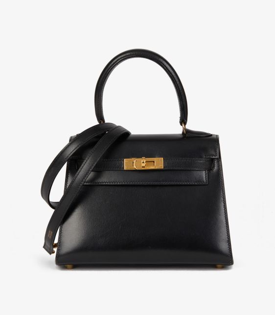 Black Box Calf Leather Vintage Mini Kelly 20cm Sellier