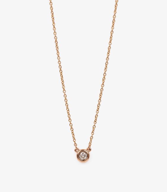0.12ct Brilliant Cut 18ct Rose Gold Elsa Peretti Diamonds by the Yard Solitaire Pendant