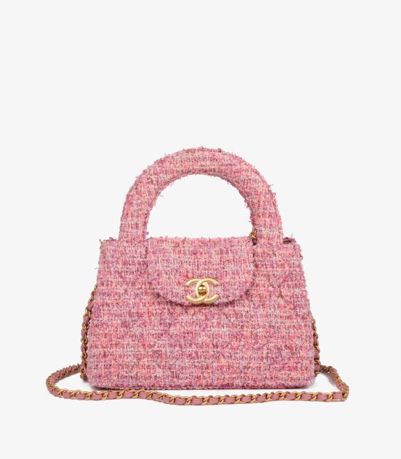 Pink Quilted Tweed Nano Classic Kelly Shopper