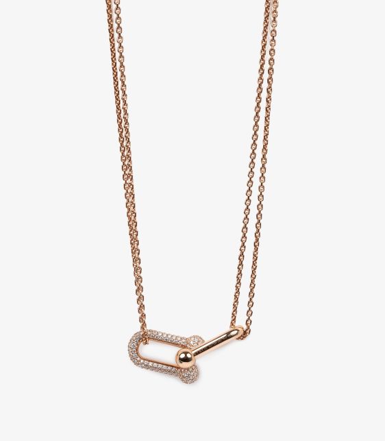 Pave Diamond 18ct Rose Gold Hardwear Large Double Link Pendant