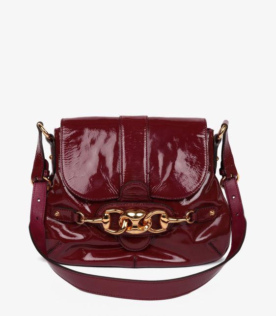Burgundy Patent Leather Ancora Wave Flap Bag