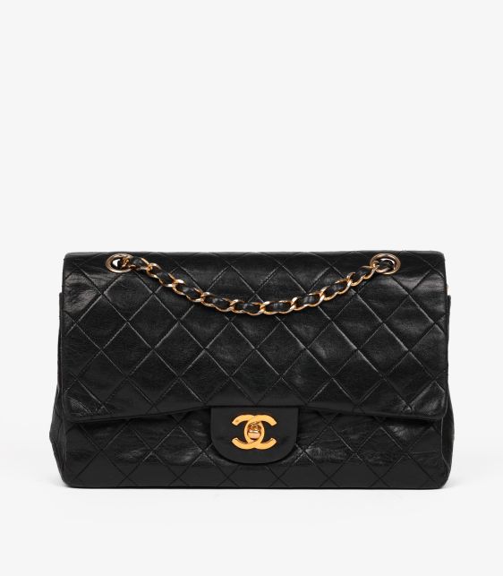 Black Quilted Lambskin Leather Vintage Medium Classic Double Flap Bag