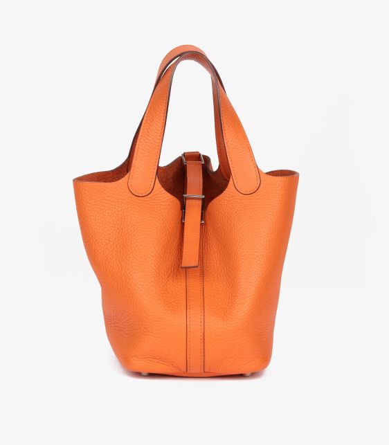 Orange Clemence Leather Picotin 18