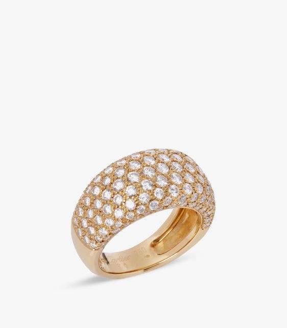 Pave Diamond 18ct Yellow Gold Bombe Style Ring