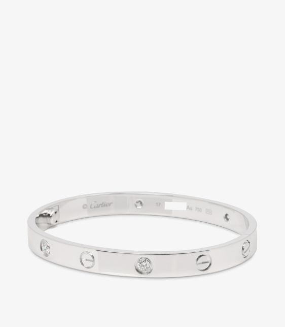 4 Diamond 18ct White Gold Love Bangle