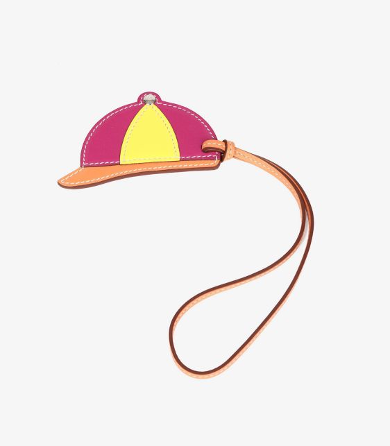 Hermès Terre Cuite Butler Leather, Rose Pourpre & Lime Swift Leather Paddock Bombe Charm at Xupes