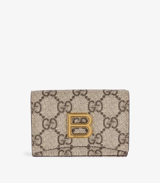 Gucci x Balenciaga GG Supreme Canvas The Hacker Project Hourglass Card Case Wallet at Xupes