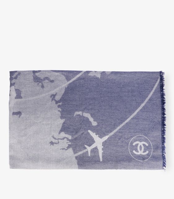 Chanel Blue Cashmere Airline Shawl at Xupes