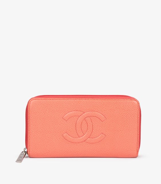 Chanel Coral Caviar Leather Timeless Long Wallet at Xupes