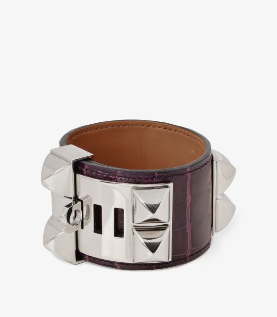 Hermès Amethyst Shiny Mississippiensis Alligator Leather Collier de Chien T2 at Xupes